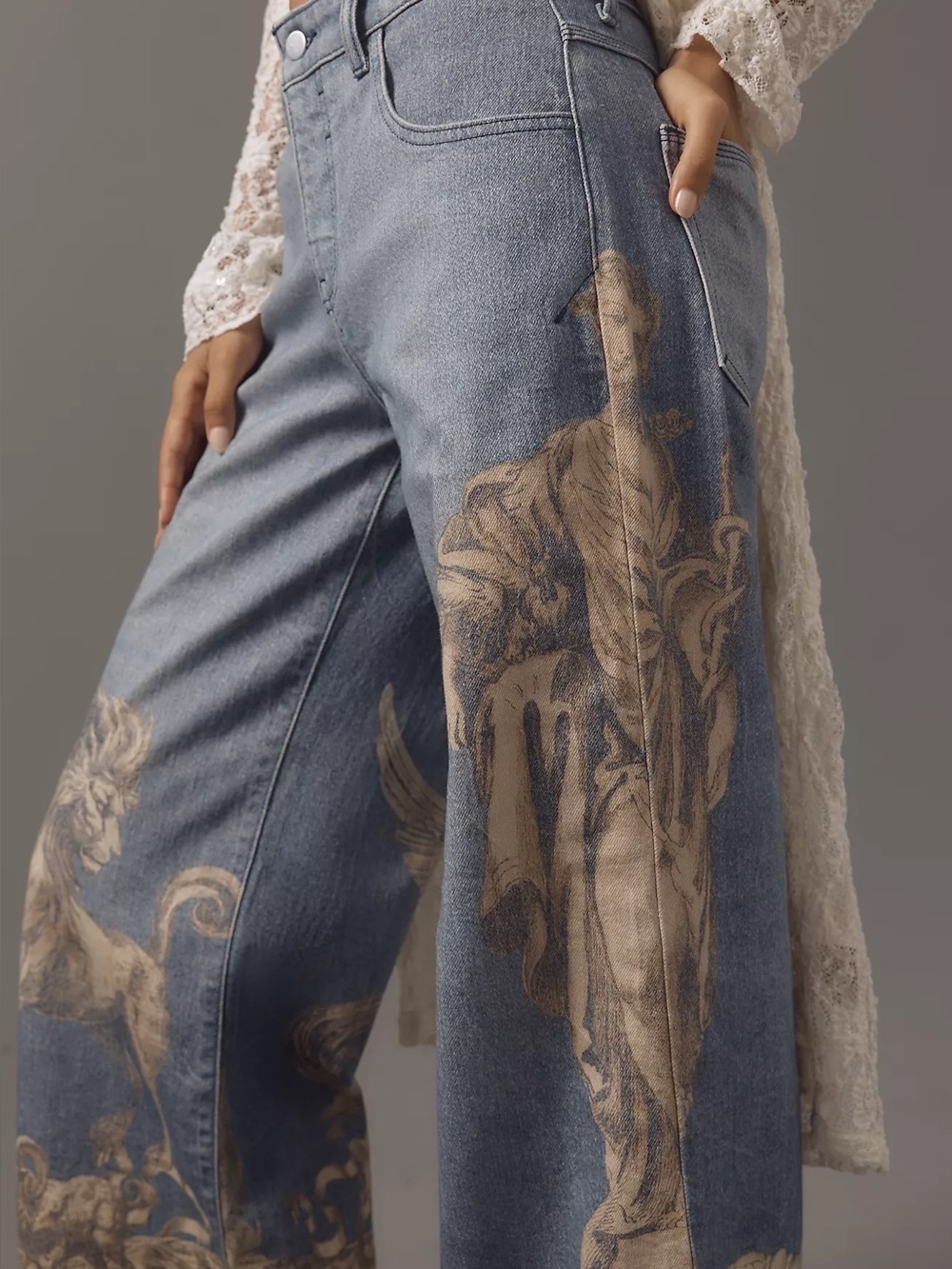 Anthropologie Greco-Roman print jeans - Picture 3 of 8